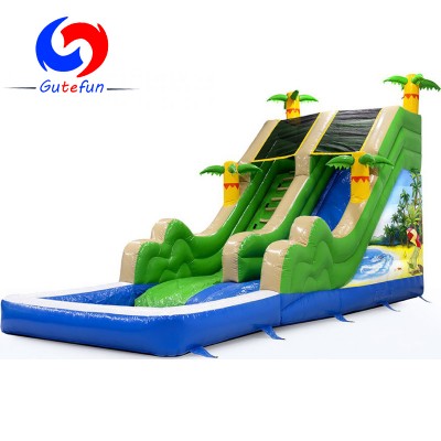 GUTEFUN HOT sale spectacular summer day Beach theme inflatable water slide with splash pool for kids adult