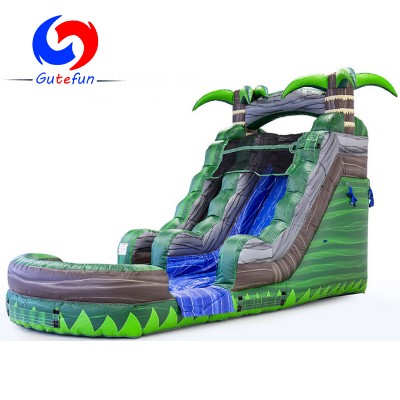 GUTEFUN best sale kids adult large unique Tropical congo rainforest inflatable water slide with plunge pool