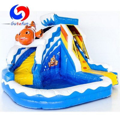 GUTEFUN HOT sale seaworld Splashy clownfish inflatable water slide with splash pool for summer festival events