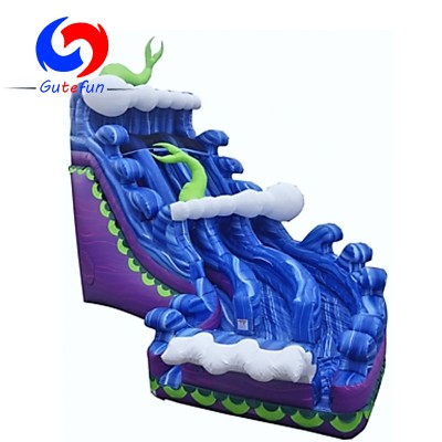 largest two curvy lanes 27ft Ultimate Ocean Crush inflatable Dry Slide for sale