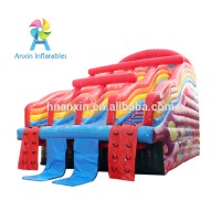 Large Frame Pool Rainbow Themed Four Lanes Inflatable Water Slide For Adult