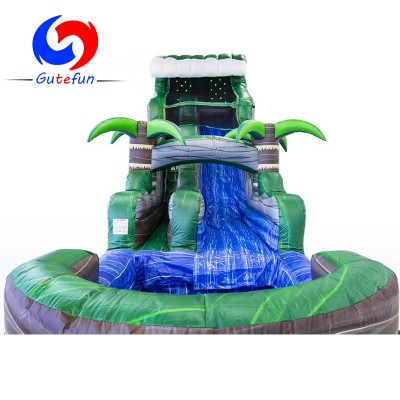 GUTEFUN unique fun summer holiday adult kids large Congo emerald crush tsunami inflatable water slide with plunge pool